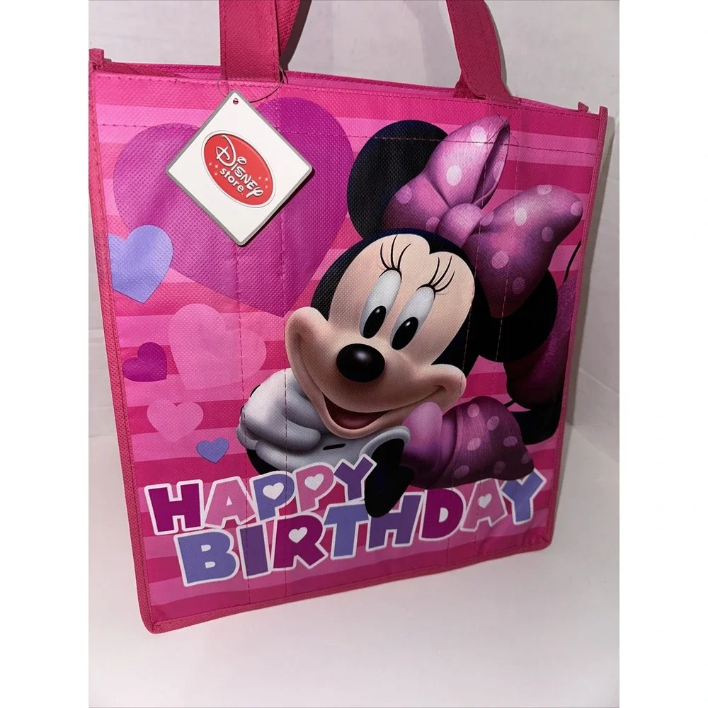 Disney Store Minnie Mouse Happy Birthday Reusable Tote Bag Pink Small Gift Bag
